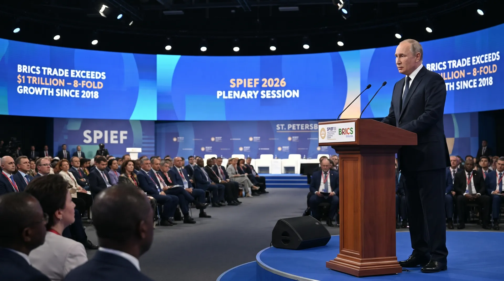 Poutine sur pmef: le chiffre d'affaires des BRICS a dépassé 1 billion de dollars